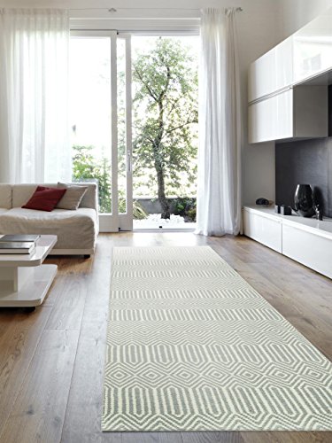 benuta Teppiche: Moderner Designer Teppich Läufer Sloan Grau 80x300 cm - schadstofffrei - 55% Wolle, 45% Baumwolle - Chevron / Zickzack - Flachgewebt - Flur / Diele
