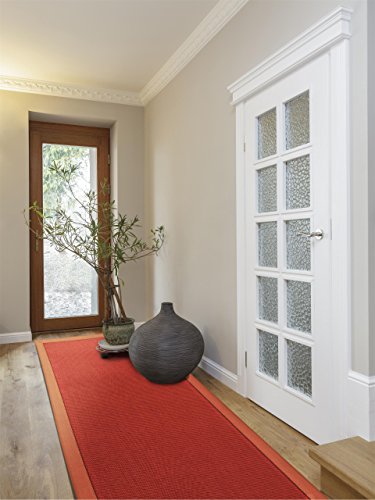 benuta Teppiche: Moderner Designer Teppich Sisal Läufer Orange 68x240 cm - schadstofffrei - 100% Sisal - Uni - Maschinengewebt - Küche