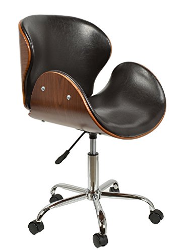 ts-ideen 1 x Schreibtischstuhl Drehsessel Retro Design Rollen Lounge Barsessel Büro-Stuhl Clubsessel in Schwarz