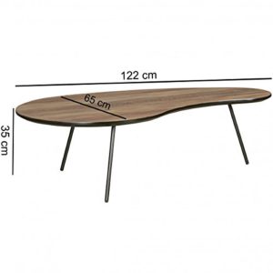 FineBuy Design Couchtisch ELMA Nieren-Form MDF Holz Walnuss Schwarz