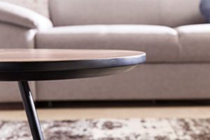 FineBuy Design Couchtisch ELMA Nieren-Form MDF Holz Walnuss Schwarz