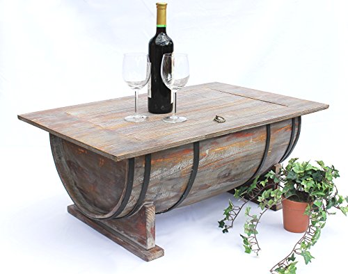 DanDiBo Couchtisch halbiertes Weinfass Tisch Holz Beistelltisch 80 cm 5084 Weinregal Wein Fass Bar
