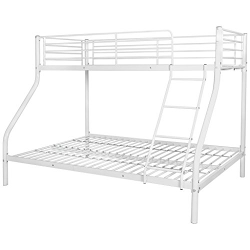 Festnight Kinder Etagenbett Doppelstockbett Metall Bettrahmen Kinderbett Metallbett mit 2 Betten Geeignet für Matratzengröße 200x90 / 200x140cm - Weiß