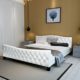 Festnight Polsterbett Bett Doppelbett Ehebett aus Kunstleder ohne Matratze 140 x 200 cm Weiß
