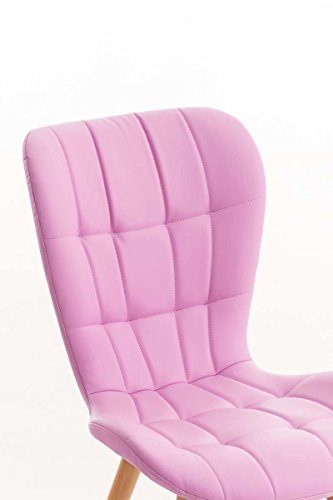 CLP Esszimmerstuhl ELDA mit hochwertiger Polsterung und Kunstlederbezug | Lehnstuhl mit robustem Holzgestell | Polsterstuhl mit stilvollen Ziernähten | In verschiedenen Farben erhältlich Pink