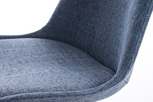 CLP Design Retro-Stuhl PEGLEG SQUARE mit Stoffbezug | Gepolsterter Schalenstuhl mit Holzbeinen und einer Sitzhöhe von: 46 cm | In verschiedenen Farben erhältlich Blau, Holzgestell Farbe natura, Bein-Form eckig