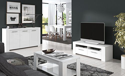 Unbekannt Générique Kendra Couchtisch mit herausklappbarer Platte, 100 cm, Weiß Hochglanz