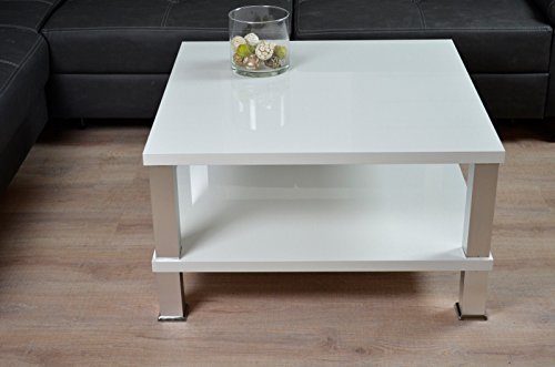 Couchtisch 80x80cm Hochglanz weiß lackiert Lack Tisch KRATZFEST Beistelltisch 42 cm