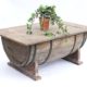 DanDiBo Couchtisch als halbiertes Weinfass Tisch aus Holz Beistelltisch 80 cm 5084 Weinregal Wein Fass Bar