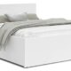 Schlafzimmer Bett mit Bettzeug Aufbewahrung – Möbelplatte – Hochgezogener Lattenrost – PANAMA – 120/140/160/180 x 200 – (Weiß, 120 x 200)