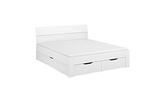 Rauch Möbel Flexx Bett Stauraumbett in Weiß mit 3 Schubkästen als zusätzlichen Stauraum Liegefläche 140 x 200 cm Gesamtmaße Bett BxHxT 145 x 90 x 209 cm