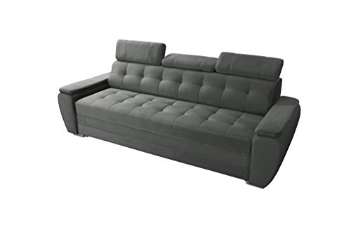 Robin Diana Sofa mit Schlaffunktion, Schlafsofa mit Bettkasten und Kissen, Freistehendes Couch, Polstergarnitur Sofa (Grey)