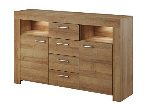 Kommode Sideboard Sky mit LED Beleuchtung (Riviera Eiche)