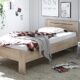 SATURN Stilvolles Futonbett 90 x 200 cm - Komfortables Jugendzimmer Einzelbett in Eiche Sonoma Optik - 95 x 76 x 204 cm (B/H/T)