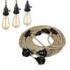 Pendelleuchte Kit mit drei E27 Lampenfassungen und Schalter - Vintage Lampenkabel mit 8.8 Meter gedrehten Hanfseil Plug in DIY Hängende Leuchte für Bauernhaus Schlafzimmer - Ohne Glühbirne