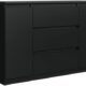 meble masztalerz Kommode Schwarz Matt mit 3 Schubladen und 2 Türen 120 cm, Sideboard Wohnzimmer, Schlafzimmer H: 78,2 cm, B: 120,4 cm, T: 39 cm Kommode mit Schubladen, Schubladenschrank