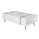 lukmebel Couchtisch Weiß mit Gold Onyx -104x65x41 cm Couchtisch mit Stauraum - Push to Open - Wohnzimmertisch - Beistelltisch Couch - Sofatisch - Sofa Tisch - Stubentisch