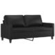 vidaXL Sofa 2-Sitzer, Loungesofa Couch mit Armlehnen Rückenkissen, Wohnzimmersofa Designsofa Metallgestell, Sitzmöbel Zweisitzer, Modern, Schwarz Kunstleder