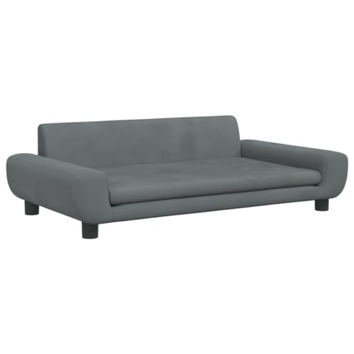 vidaXL Kindersofa, Couch für Kinder, Kindercouch mit runden Kanten, Kindersessel Minisofa Polstersofa Kindermöbel Sofa Kinderzimmer, Dunkelgrau Samt