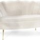 WFL GROUP Samt Muschel Sofa mit Golden oder Silber Metallbeinen - Weicher 2-Sitzer Couch für Wohnzimmer - Elegant Polstersofa Muschelform - Soft Cloud Set - Golden Beinen - Beige