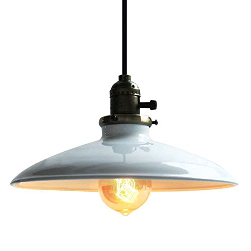 Glighone Pendelleuchte Weiss Deckenleuchte Hängend Hängelampe E27 Retro Vintage Hängeleuchte für Schlafzimmer Wohnzimmer Esstisch Küchenlampe Suspension