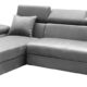 MEBLE-LUX - Ecksofa OTTO, Eckcouch mit Schlaffunktion, Federkern, Verstellbare Kopfstützen, Einfacher Klappmechanismus, Bettfunktion, Zusätzlicher Stauraum, Plüsch Grau, Links