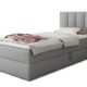 Boxspringbett Star Mini mit Bettkasten, Bonell-Matratze und Topper - Einzelbett mit Matratzentopper, Polsterbett, Bett, Schlafzimmer, Jugendzimmer (Grau (Inari 91), 90 x 200 cm)