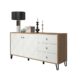 trendteam smart living - Touch - Sideboard - Weiß/Eiche - Highboard mit 2 Türen und 3 Schubladen - Fronten mit dekorativer Fräsung - (BxHxT) 183 x 76 x 40 cm - extravagante schwarze Metallfüße