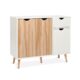 Mondeer Kommode, Sideboard Holz mit 1 Schubladen und 3 Türen für Wohnzimmer Schlafzimmer Flur, Weiß und Natur 90 x 30 x 73 cm