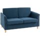 HOMCOM 2 Sitzer Sofa, Couch mit Holzbeine, Leinenoptik, Gepolsterter Polstersofa, Doppelsofa im Modern-Stil für Wohnzimmer, Schlafzimmer, Blau