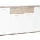 möbelando Sideboard >Jacklin< in Sonoma Eiche Absetzung weiß - Moderne Kommode mit viel Strauraum für Ihren Wohnbereich - 160 x 85 x 35 cm (B/H/T) Beistellschrank Anrichte Standschrank Highboard