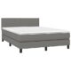 vidaXL Boxspringbett mit Matratze LED Bett Polsterbett Bettgestell Doppelbett Lattenrost Bettrahmen Schlafzimmerbett Hotelbett Dunkelgrau 140x200cm Stoff