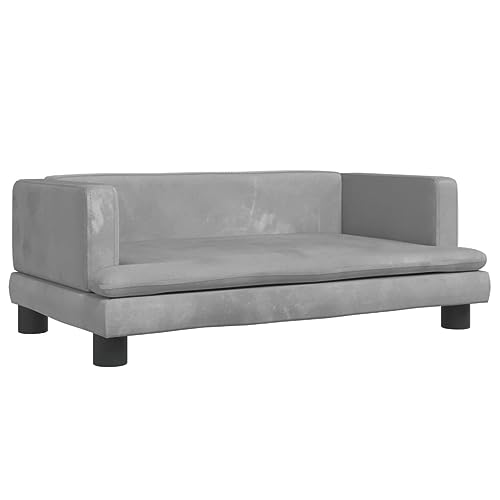 vidaXL Kindersofa, Couch für Kinder, Kindercouch mit runden Kanten, Kindersessel Minisofa Polstersofa Kindermöbel Sofa Kinderzimmer, Hellgrau Samt