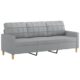 vidaXL Sofa 3 Sitzer, Couch für Wohnzimmer, Polstersofa mit Metallgestell, Loungesofa Sitzmöbel Stoffsofa Dreisitzer Wohnzimmersofa, Hellgrau Stoff