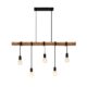 Lindby Esstisch Holz Pendelleuchte, Seillampe, Hängelampe Metall, Holzbalken, Seil, Esszimmer Lampe hängend, Holzlampe 5x E27 max. 60W, ohne Leuchtmittel