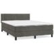 Hommdiy Boxspringbett mit Matratze Dunkelgrau 140x200 cm SamtVertikale Streifen