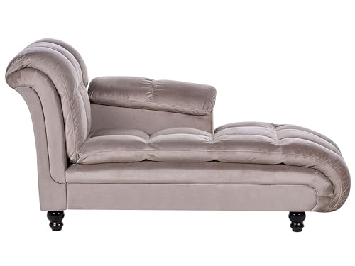 Chaiselongue links braun taupe Holzfüße Arm- & Rückenlehne gesteppt Lormont