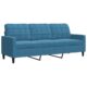 vidaXL Sofa 3-Sitzer, Polstersofa für Wohnzimmer, Couch Loungesofa Metallgestell, Dreisitzer Samtsofa Sitzmöbel, Modern, Blau 180cm Samt