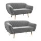 MKS MEBLE Sofa - Moderne Sofa Set 3+2 - Skandinavische Deko Polstersofa - Viki Zwei Loungesofas - Fünf Personen Grau