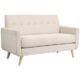 HOMCOM 2 Sitzer Sofa, Couch mit Dickem Sitz- und Rückenkissen, Samtoptik, Polstersofa mit Holzbeine, Doppelsofa im Modern-Stil für Wohnzimmer, Schlafzimmer, Beige