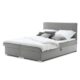 Mebligo Boxspringbett 160x200 mit Bettkasten und Kopfteil, Doppelbett mit Bonell-Matratze und Topper, Polsterbett, Boxspringbett Grau - ELMA Serie