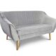 Sofa Luca 2-Sitzer - Velours Stoff, Couch 2-er, Couchgarnitur, Sofagarnitur, Polstersofa, Scandinavian Design Kollektion, Holzfüße (Grau (Riviera 91))