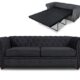 Schlafsofa Chesterfield Asti Bis 3-Sitzer, Sofa mit Schlaffunktion, Couch 3-er, Couchgarnitur, Sofagarnitur, Holzfüße, Polstersofa (Schwarz (Capri 19))