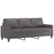 vidaXL Sofa 3-Sitzer, Loungesofa Couch mit Armlehnen Rückenkissen, Wohnzimmersofa Designsofa Metallgestell, Sitzmöbel Dreisitzer, Modern, Grau Kunstleder