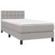 vidaXL Boxspringbett, Bettgestell mit Lattenrost, Bett Polsterbett mit Matratze, Einzelbett Schlafzimmerbett, Hellgrau 90x200cm Stoff