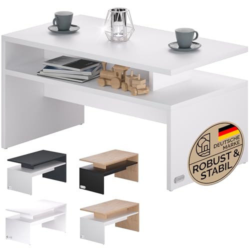 Casaria® Couchtisch mit Ablage Stauraum 92x51x48 cm Kratzfest Holz 50 kg Belastbarkeit Modern Groß Wohnzimmer Büro Sofa Couch Tisch Beistelltisch Weiß