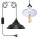 Pendelleuchte Kit mit Schalter Vintage Hängelampe mit 450CM Kabel Hängelampe mit Stecker E27 Pendellampe Kit Modern Industrial Schwarz Metall Hängeleuchte Kabel (Weiß Lampenhalter mit Lampenschirm