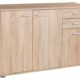 Home4You Kommode mit 3 Türen und 2 Schubladen - Eiche Sonoma - 106 cm breit - Sideboard Mehrzweckschrank