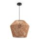 Paco Home Hängelampe Bambus Wohnzimmer Pendelleuchte Rattan Esstisch Esszimmer Lampe E27 Hängeleuchte Papier Boho, Farbe:Natur (Ø33cm), Leuchtenart___Farbe:Pendelleuchte - Schwarz