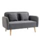 HOMCOM 2 Sitzer Sofa, Couch mit 2 Wurfkissen, gepolsterter Doppelsofa, Polstersofa mit Samtopik, Armlehne, Loveseat für Wohnzimmer, Schlafzimmer, 130 x 70 x 80 cm, Grau